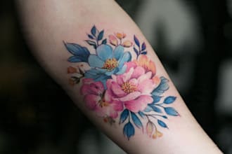 custom a watercolor tattoo design