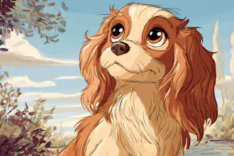 draw pet portrait into cartoon disney