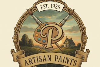 design a vintage painting logo with classic artistic elegance