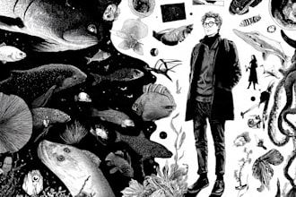 create a black and white pen and ink illustration