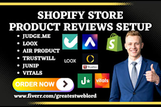 setup shopify product review trustwill junip vitals judge me loox air product