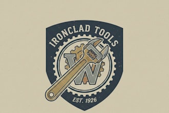design a vintage wrench logo with classic mechanical style