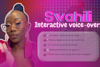 record professional swahili voice overs for IVR