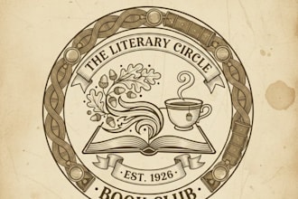 design a vintage book club logo with classic literary charm