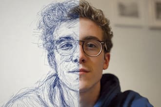draw freehand digital scribble sketch, line art