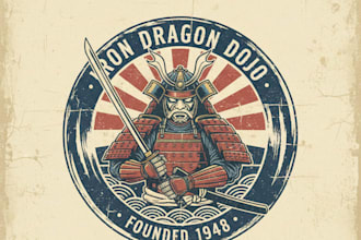 design a vintage samurai logo with classic warrior heritage