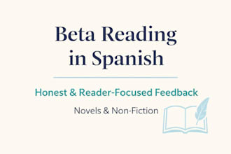 beta read your novel or personal development book in spanish