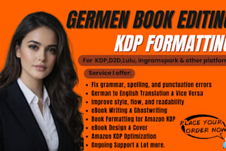 do german book proofreading line editing ghostwriting manuscript copy edit novel