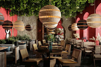 do interior design 3d render retail store, cafe, restaurant, coffee shop