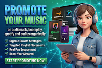 promote your music on audiomack, boomplay, spotify and audius organically