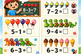 design fun subtraction maths worksheet for kids