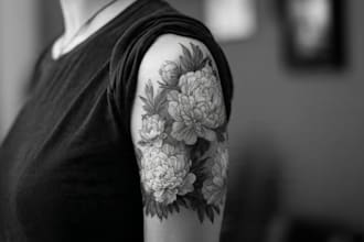 create a black and white tattoo design