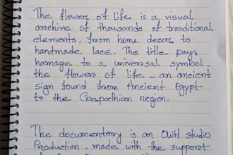 handwrite neatly any notes, letter, document or assignment