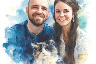 custom watercolor family portrait from photo