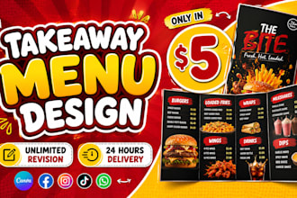 design takeaway menu design,food menu in 24hours