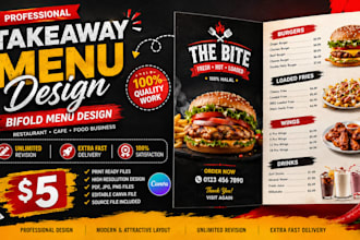 design takeaway menu design, trifold menu in 24hours