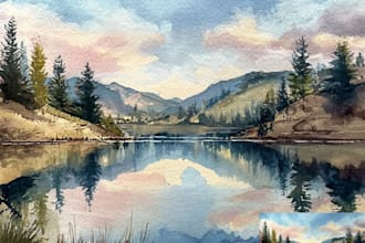 make an original impressionism watercolor landscape artwork for you