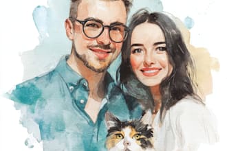 custom watercolor family portrait from photo