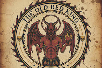 design a vintage satanic style logo with dark classic symbolism