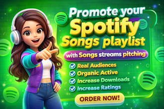 promote your spotify songs playlist with songs streams pitching