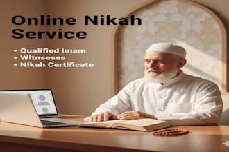 be imam for your online nikah, arrange witnesses, wali and issue certificate
