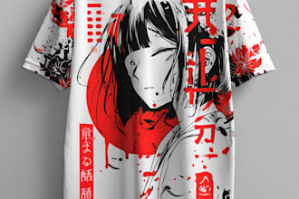 draw a japanese t shirt illustration