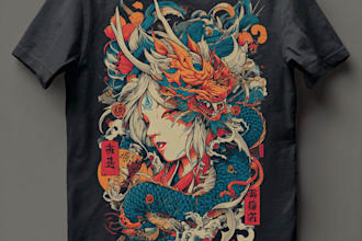 make a japanese t shirt illustration