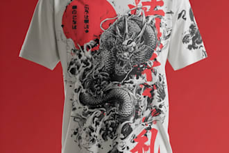 do a japanese t shirt illustration