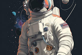create stunning astronaut illustrations for posters, nfts
