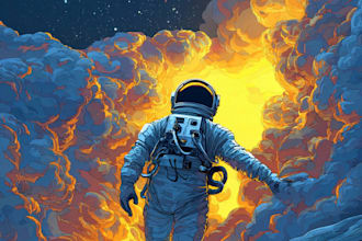 draw a unique astronaut illustration in modern digital style