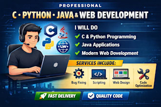 develop program for c, java, python, web development