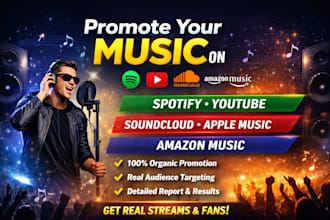 promote your amazon music spotify music soundcloud  youtube music apple music