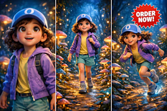 3d children book illustrations, children story book illustrations