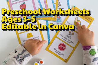 create preschool printable worksheets in canva ages 3 to 5