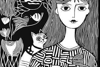 create artistic linocut portrait in my style