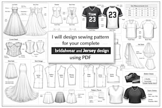 design sewing pattern for your complete bridalwear and jersey design using pdf