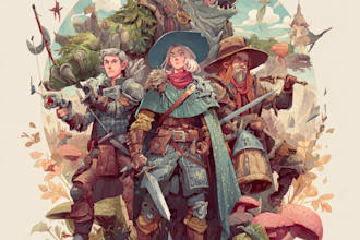 create dnd party art illustration