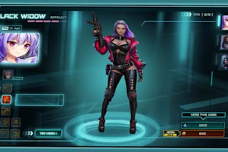 design creative game UI UX, menus, buttons, icons for unreal engine video games