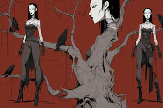 draw horror and gothic line art illustrations