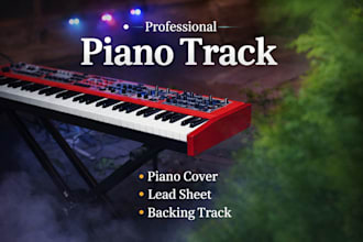 provide a professional piano track, piano cover lead sheet, or backing track