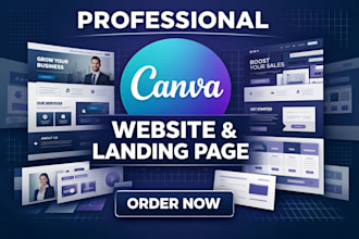 create professional canva business website and design canva landing page