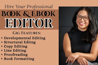 be book editor, proofread fiction novel, format, line edit nonfiction self help