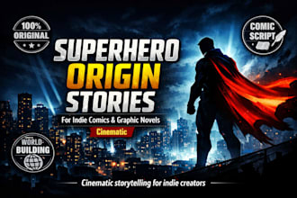 write original superhero origin stories for indie comics and graphic novels