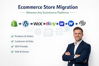 migrate wordpress wix ebay webflow squarespace to shopify ecommerce store SEO