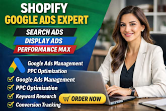 manage your shopify google ads adwords ppc search display and pmax campaigns seo
