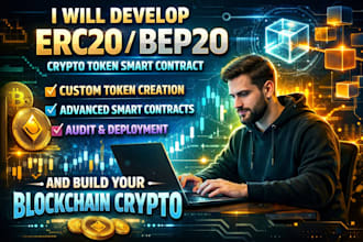 develop erc20 bep20 crypto token smart contract and build your blockchain crypto