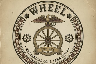 design a vintage wheel logo for your brand with classic timeless style