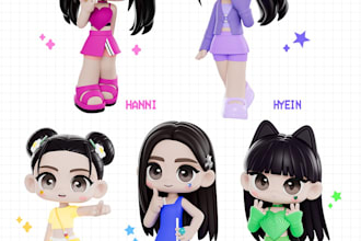model your 3d chibi for print and animation