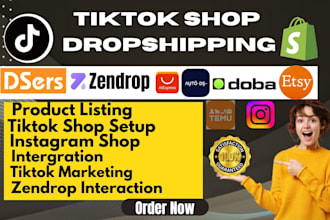 setup USA UK france tik tok tiktok shop dropshipping shop via autods zendrop