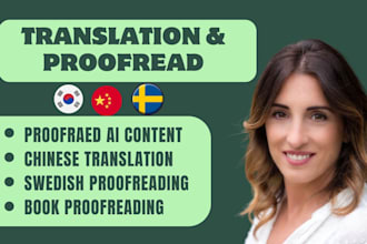translate proofread edit korean chinese swedish article text document book